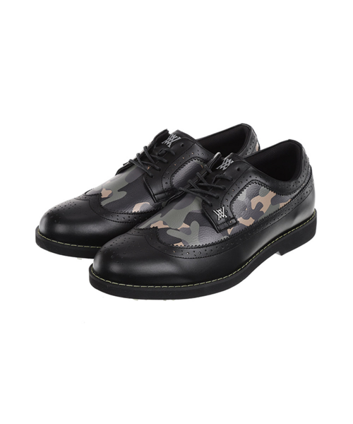 Load image into Gallery viewer, ANew Golf: Men&#39;s Camo Wingtip Brogue Shoes - Black
