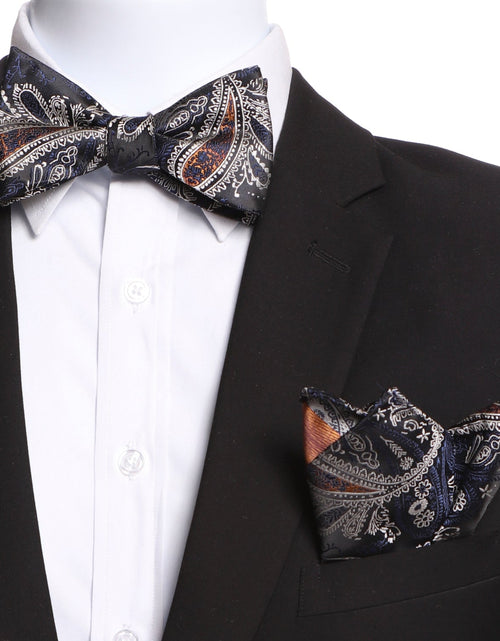 Load image into Gallery viewer, Men&#39;s Black And Bronze Silk Self Bow Tie
