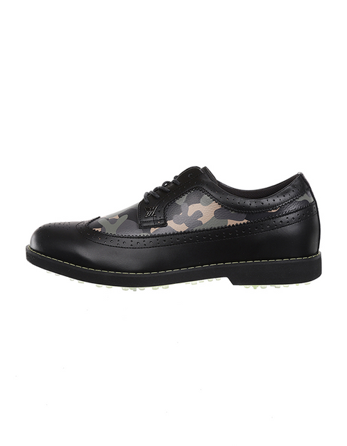 Load image into Gallery viewer, ANew Golf: Men&#39;s Camo Wingtip Brogue Shoes - Black
