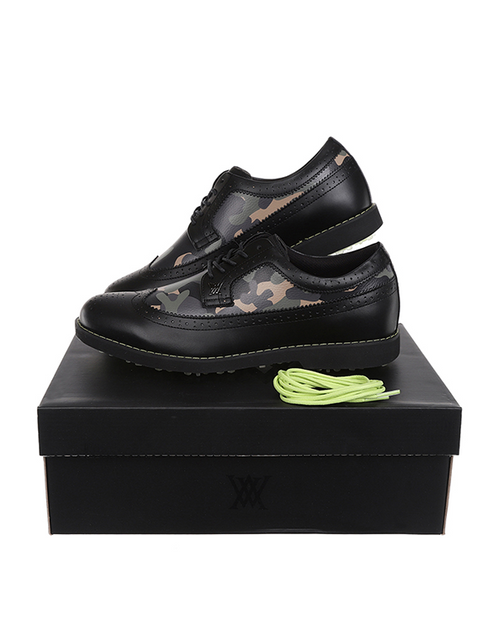 Load image into Gallery viewer, ANew Golf: Men&#39;s Camo Wingtip Brogue Shoes - Black
