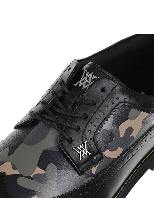 Load image into Gallery viewer, ANew Golf: Men&#39;s Camo Wingtip Brogue Shoes - Black
