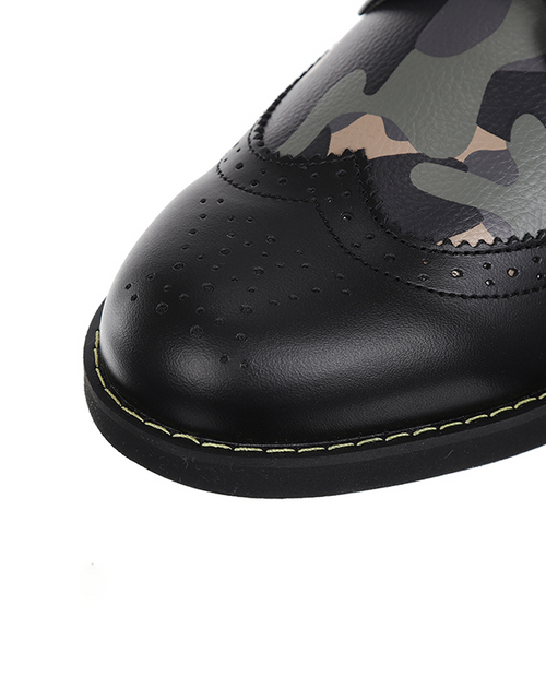 Load image into Gallery viewer, ANew Golf: Men&#39;s Camo Wingtip Brogue Shoes - Black
