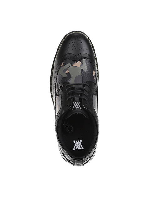 Load image into Gallery viewer, ANew Golf: Men&#39;s Camo Wingtip Brogue Shoes - Black
