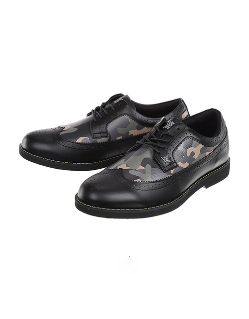 Load image into Gallery viewer, ANew Golf: Men&#39;s Camo Wingtip Brogue Shoes - Black
