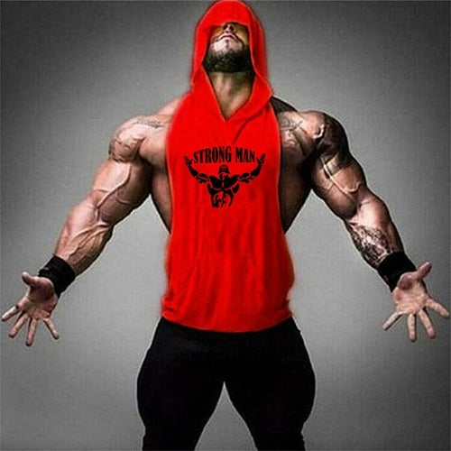 Load image into Gallery viewer, Brand Gym Clothing Fitness Men Cotton Tanktop with hooded Mens
