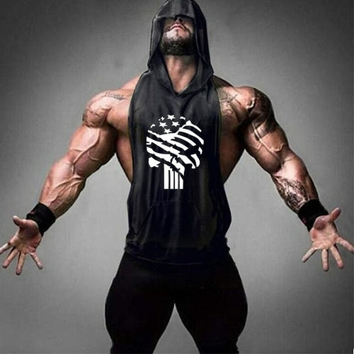 Load image into Gallery viewer, Brand Gym Clothing Fitness Men Cotton Tanktop with hooded Mens
