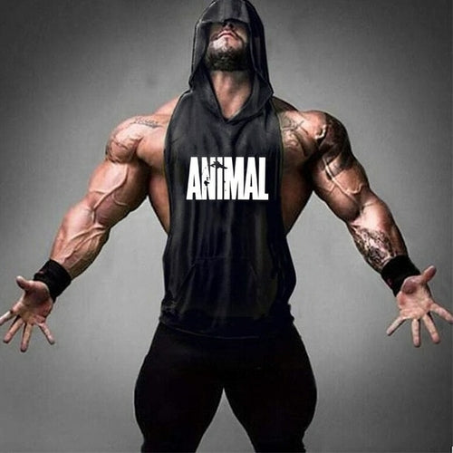 Load image into Gallery viewer, Brand Gym Clothing Fitness Men Cotton Tanktop with hooded Mens
