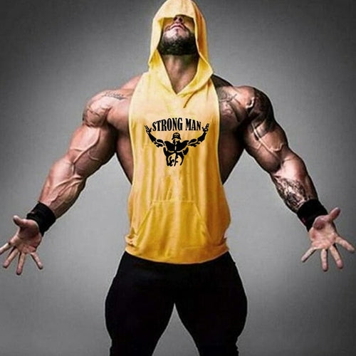 Load image into Gallery viewer, Brand Gym Clothing Fitness Men Cotton Tanktop with hooded Mens
