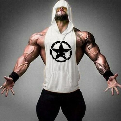 Load image into Gallery viewer, Brand Gym Clothing Fitness Men Cotton Tanktop with hooded Mens
