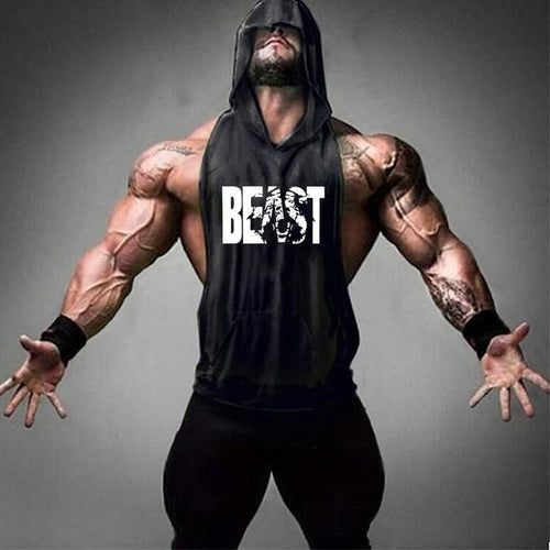 Load image into Gallery viewer, Brand Gym Clothing Fitness Men Cotton Tanktop with hooded Mens
