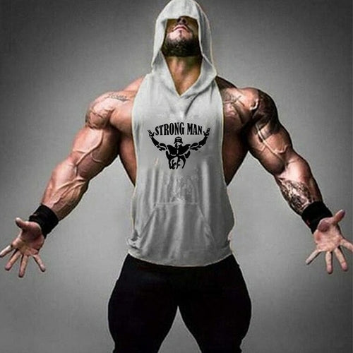 Load image into Gallery viewer, Brand Gym Clothing Fitness Men Cotton Tanktop with hooded Mens
