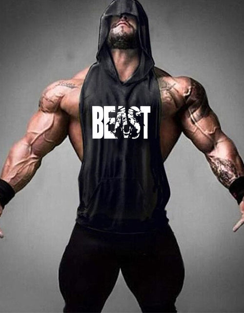 Load image into Gallery viewer, Brand Gym Clothing Fitness Men Cotton Tanktop with hooded Mens
