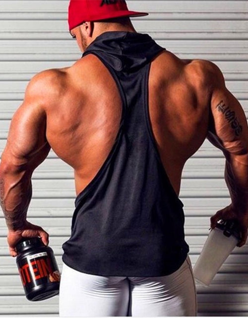 Load image into Gallery viewer, Brand Gym Clothing Fitness Men Cotton Tanktop with hooded Mens
