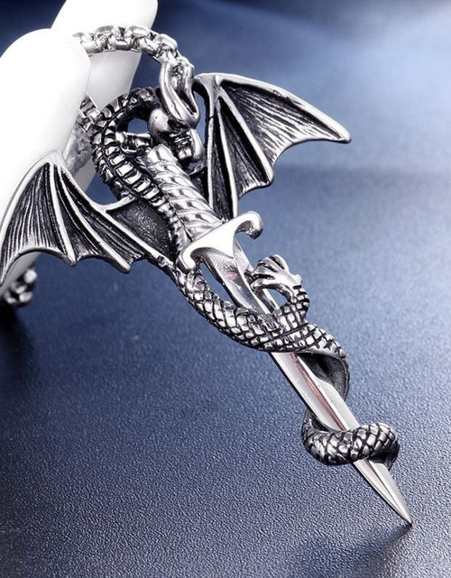 Load image into Gallery viewer, Flying Dragon With Sword Necklace
