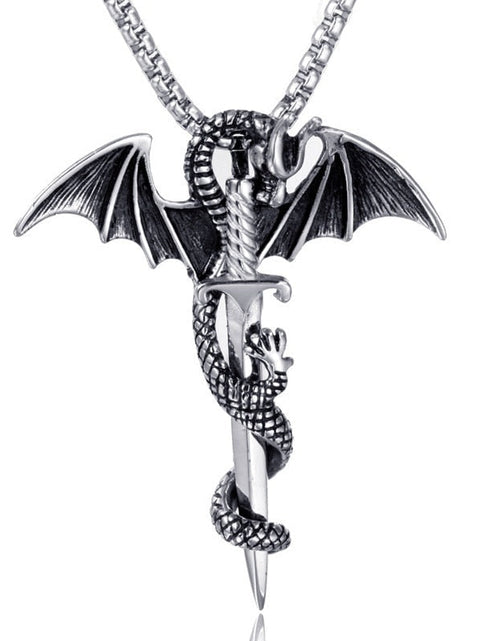 Load image into Gallery viewer, Flying Dragon With Sword Necklace
