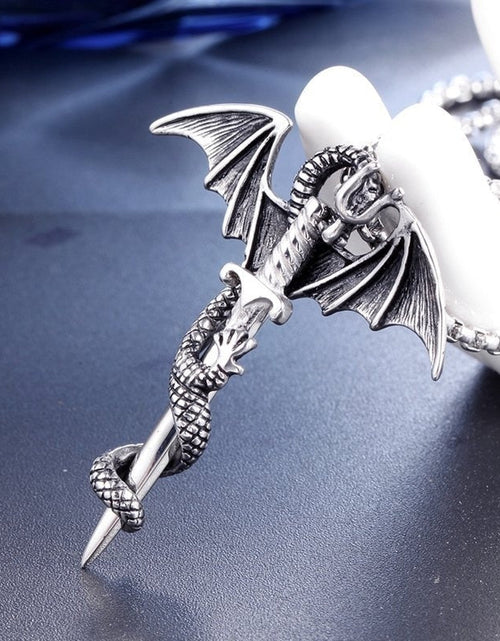 Load image into Gallery viewer, Flying Dragon With Sword Necklace
