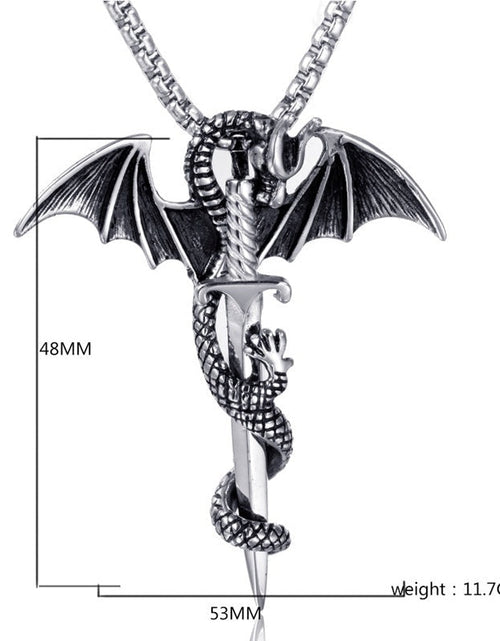 Load image into Gallery viewer, Flying Dragon With Sword Necklace
