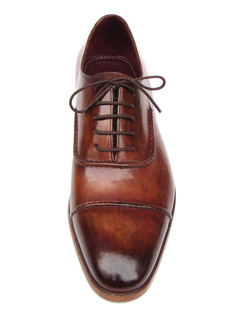 Load image into Gallery viewer, Paul Parkman Men&#39;s Captoe Oxfords Brown Hand Painted Shoes
