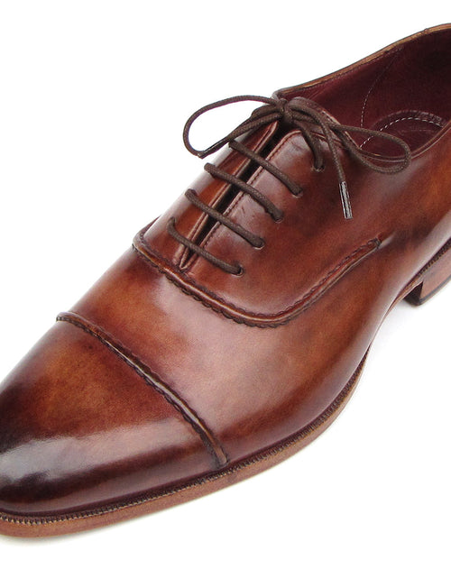 Load image into Gallery viewer, Paul Parkman Men&#39;s Captoe Oxfords Brown Hand Painted Shoes
