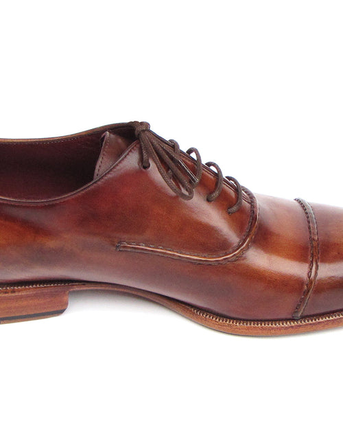 Load image into Gallery viewer, Paul Parkman Men&#39;s Captoe Oxfords Brown Hand Painted Shoes
