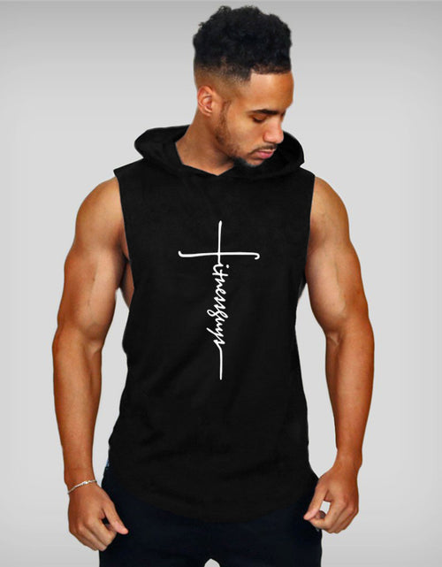 Load image into Gallery viewer, Muscle Fitness Guys Gym Clothing Mens Bodybuilding Hooded Tank Top Men
