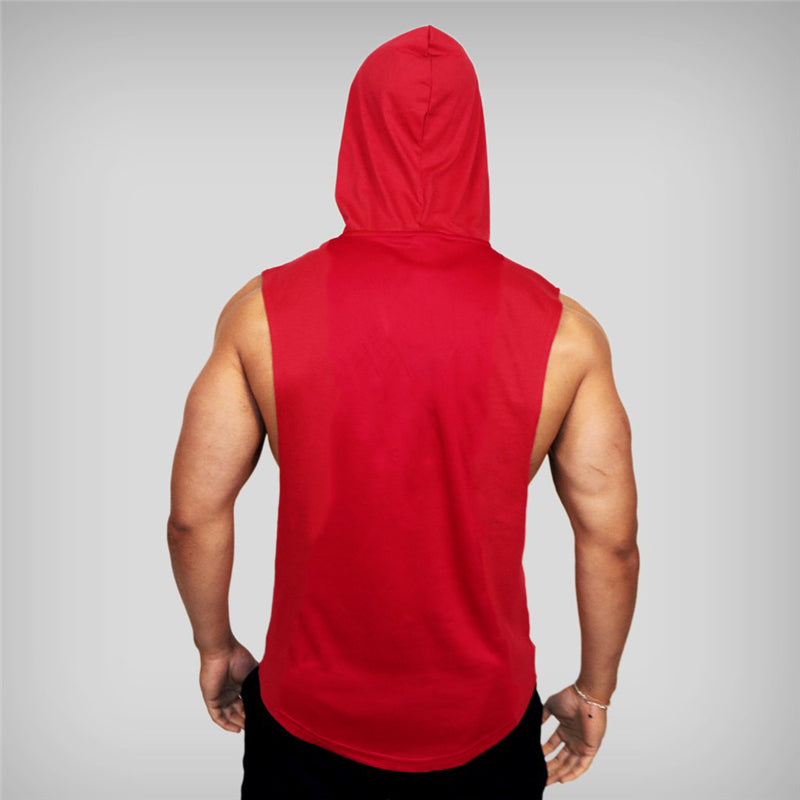 Muscle Fitness Guys Gym Clothing Mens Bodybuilding Hooded Tank Top Men