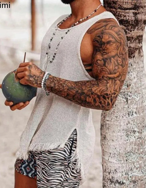 Load image into Gallery viewer, New 2024 Summer Vintage Ripped Knitted Tank Tops Men Slit Design Vest
