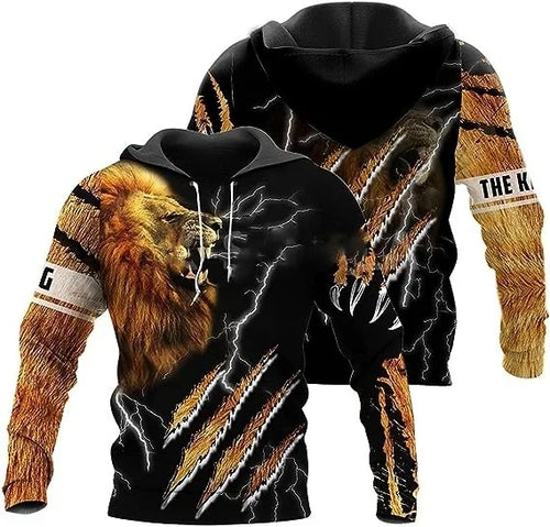 New Wolf Hooded Sweatshirts Men's Clothing Casual With 3D Printed Long