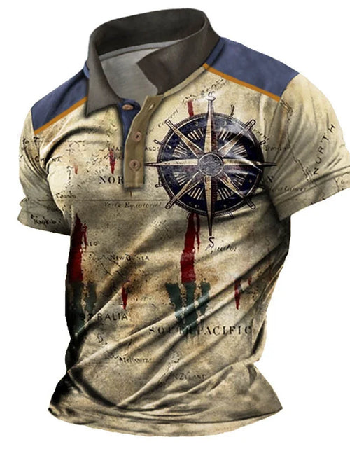 Load image into Gallery viewer, Men&#39;s Vintage Polo Shirts 3d Print Compass Shirt Lapel Male Casual
