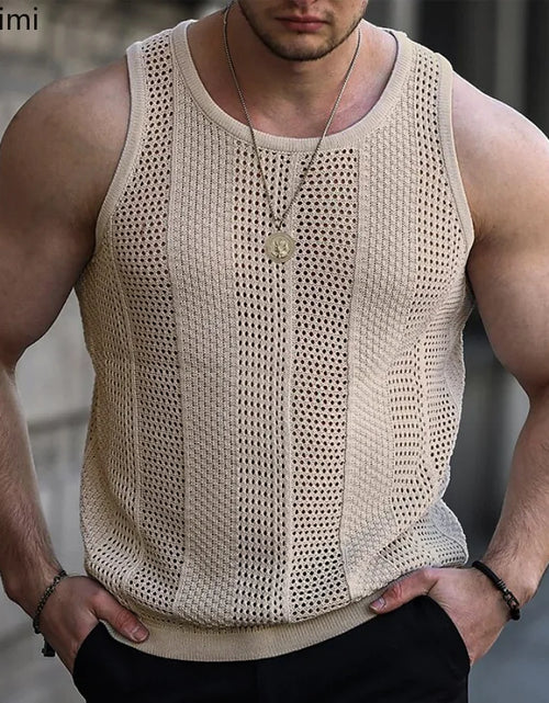 Load image into Gallery viewer, 2024 Men&#39;s Summer Tank Top Lace Hollow Out Sleeveless Shirts Male
