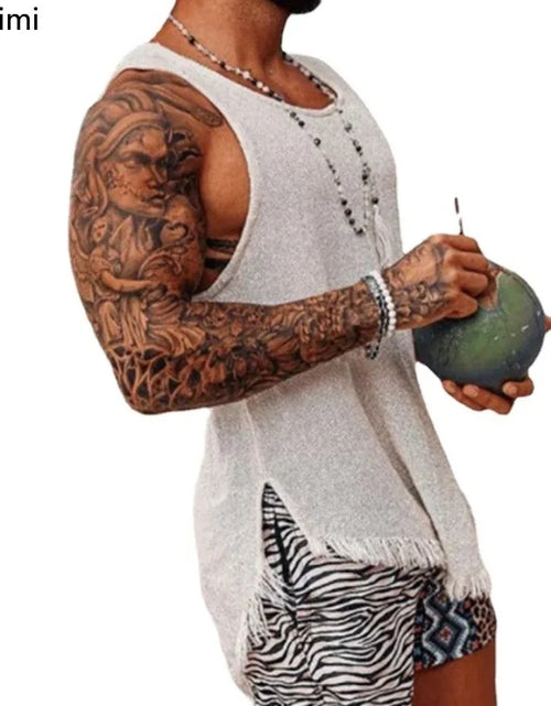 Load image into Gallery viewer, New 2024 Summer Vintage Ripped Knitted Tank Tops Men Slit Design Vest
