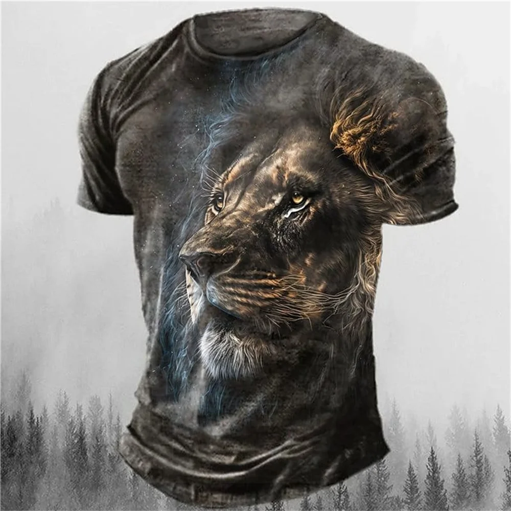 Men's T-Shirt 3d Animal Print Short-Sleeved O-Neck Top 3d Casual