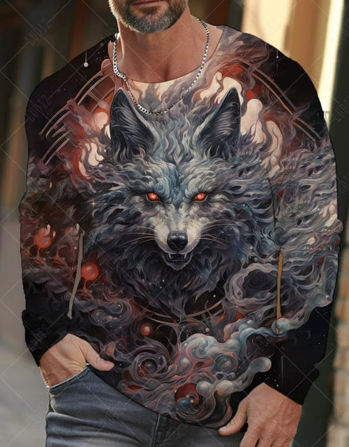 Load image into Gallery viewer, Men&#39;s T Shirts Vintage Animal Wolf Long Sleeve Tops Autumn Sweatshirt
