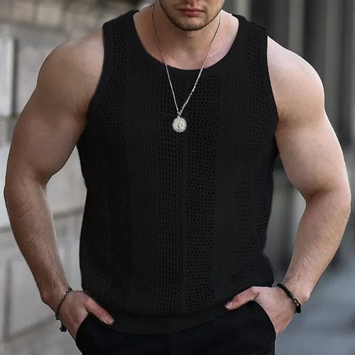 Load image into Gallery viewer, 2024 Men&#39;s Summer Tank Top Lace Hollow Out Sleeveless Shirts Male
