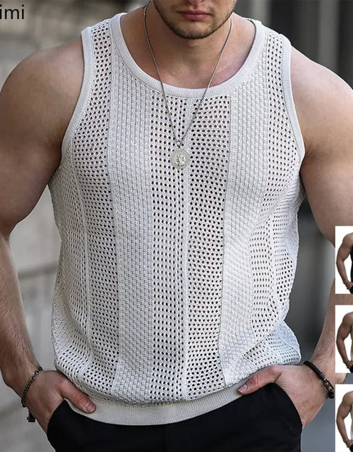 Load image into Gallery viewer, 2024 Men&#39;s Summer Tank Top Lace Hollow Out Sleeveless Shirts Male
