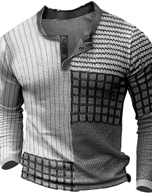 Load image into Gallery viewer, New Color Block Patchwork 3D Printed Henley Shirts Men&#39;s Fashion
