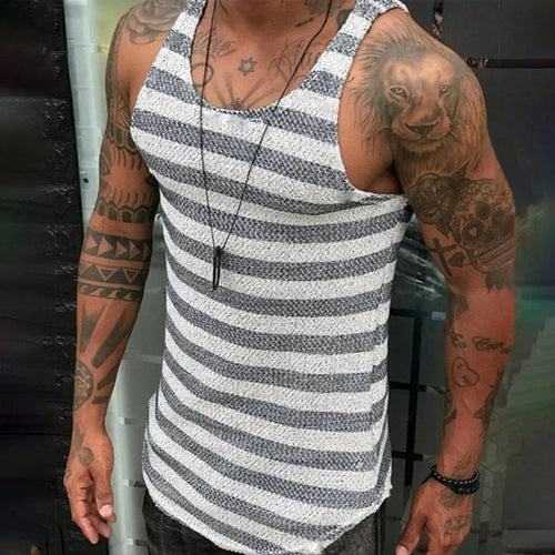 New 2024 Summer Vintage Ripped Knitted Tank Tops Men Slit Design Vest