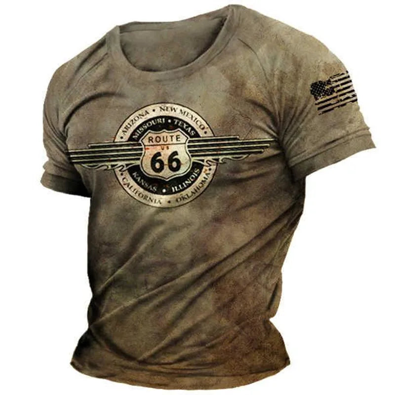 Route 66 3D Print T-shirt Men Women Fashion T-shirt Kids Boy Girl