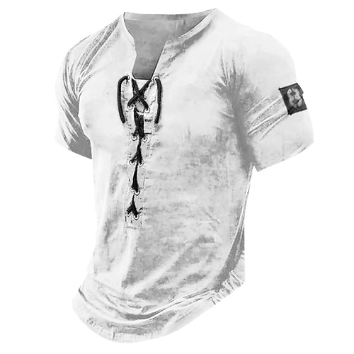 Load image into Gallery viewer, Men Henley Collar T Shirt V-Neck Short Sleeve Tops Breathable Tee
