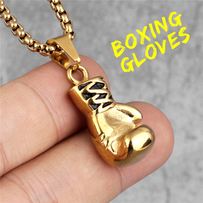 Plated Boxing Glove Pendant Necklace