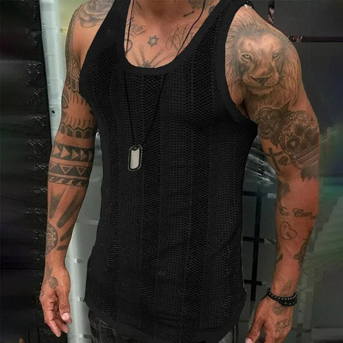 New 2024 Summer Vintage Ripped Knitted Tank Tops Men Slit Design Vest