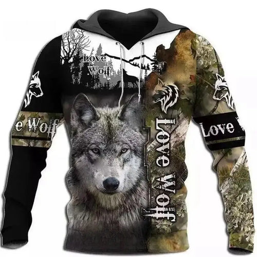 Load image into Gallery viewer, New Wolf Hooded Sweatshirts Men&#39;s Clothing Casual With 3D Printed Long
