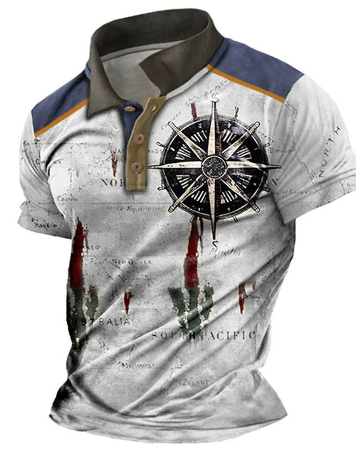 Load image into Gallery viewer, Men&#39;s Vintage Polo Shirts 3d Print Compass Shirt Lapel Male Casual
