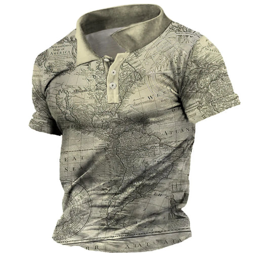 Load image into Gallery viewer, Men&#39;s Vintage Polo Shirts 3d Print Compass Shirt Lapel Male Casual
