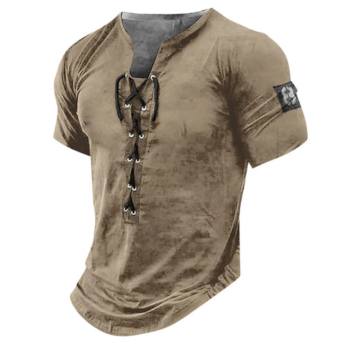 Load image into Gallery viewer, Men Henley Collar T Shirt V-Neck Short Sleeve Tops Breathable Tee
