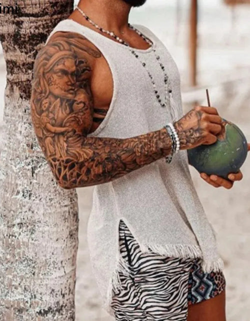 Load image into Gallery viewer, New 2024 Summer Vintage Ripped Knitted Tank Tops Men Slit Design Vest
