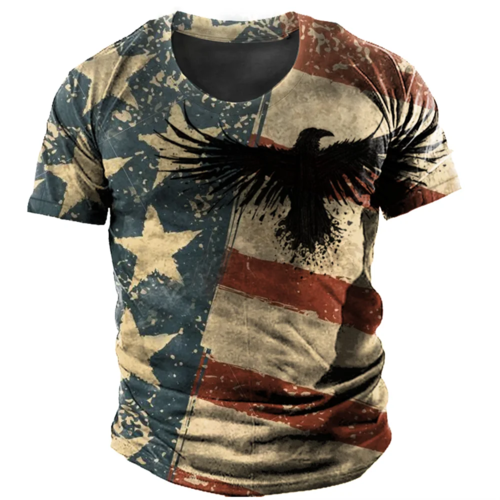 2023 Summer T-Shirt Men Vintage Print 3D American Route 66 T Shirt