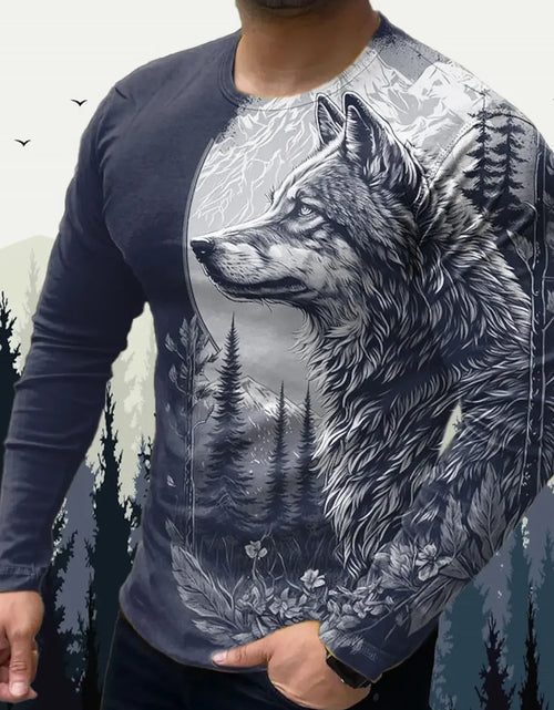 Load image into Gallery viewer, Men&#39;s T Shirts Vintage Animal Wolf Long Sleeve Tops Autumn Sweatshirt
