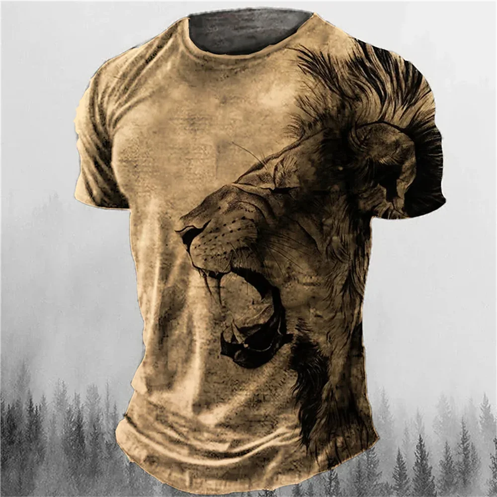 Men's T-Shirt 3d Animal Print Short-Sleeved O-Neck Top 3d Casual