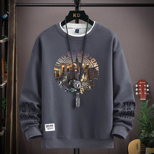 Load image into Gallery viewer, Autumn Men&#39;s Sweatshirt Khaki O Neck Harajuku Exclusive Design Top
